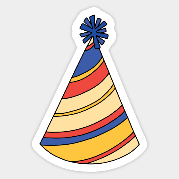 Red and Blue Party Hat Party Hat Sticker TeePublic